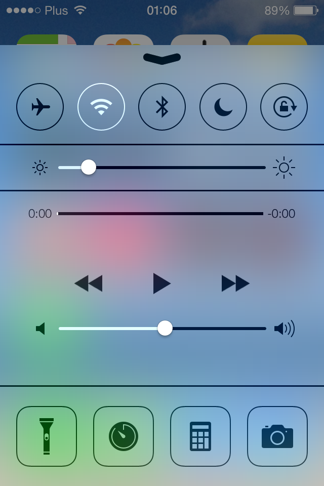 iOS 7 control center screenshot