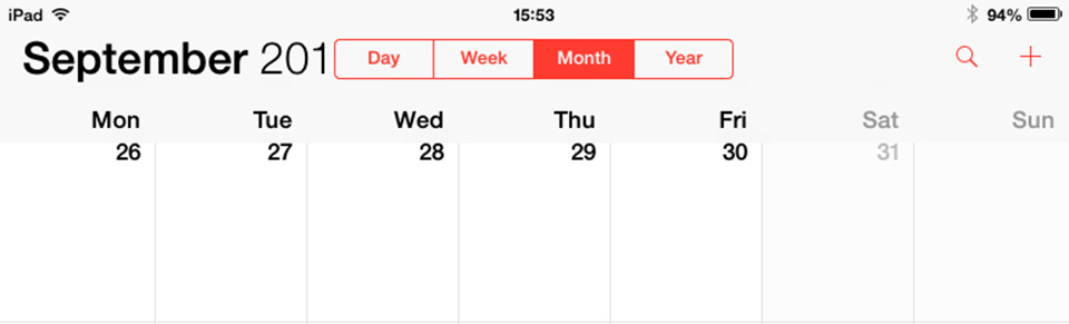 ios7 calendar iPad portrait visual bug